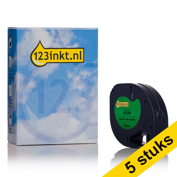 Pack: 5x Dymo S0721640/91204 cinta de plástico verde 12 mm (marca 123tinta) S0721640C 650566 - 1