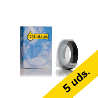 Pack: 5x Dymo S0898130 cinta 3D blanco sobre negro (marca 123tinta)