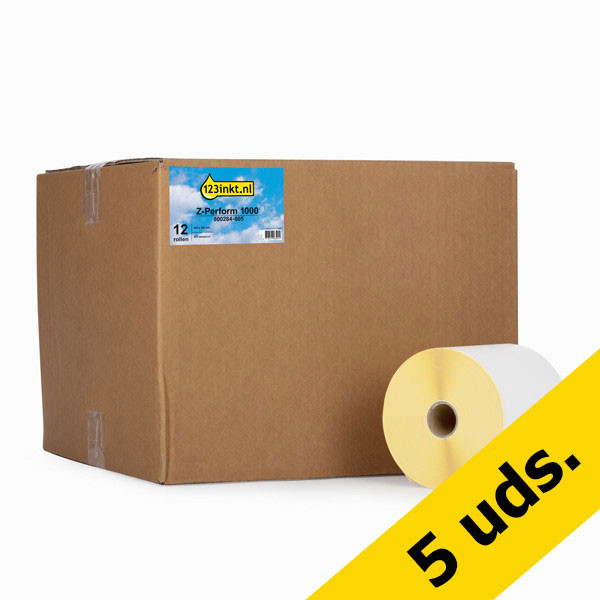 Pack: 5x Zebra Z-Perform 1000D (800284-605) etiquetas 102 x 152 mm (12 rollos) (marca 123tinta) 800284-605C 650709 - 1