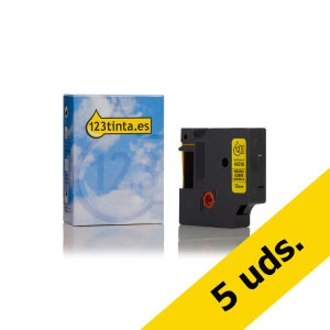 Pack: 5x cinta Dymo S0720580/45018 negra sobre amarilla de 12 mm (marca 123tinta)  650542 - 1