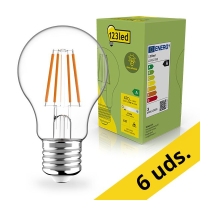 Pack: 6x 123tinta Bombilla LED E27 Pera A60 Ultraeficiente Filamento Transparente 2700 K 2,2 W (40 W)