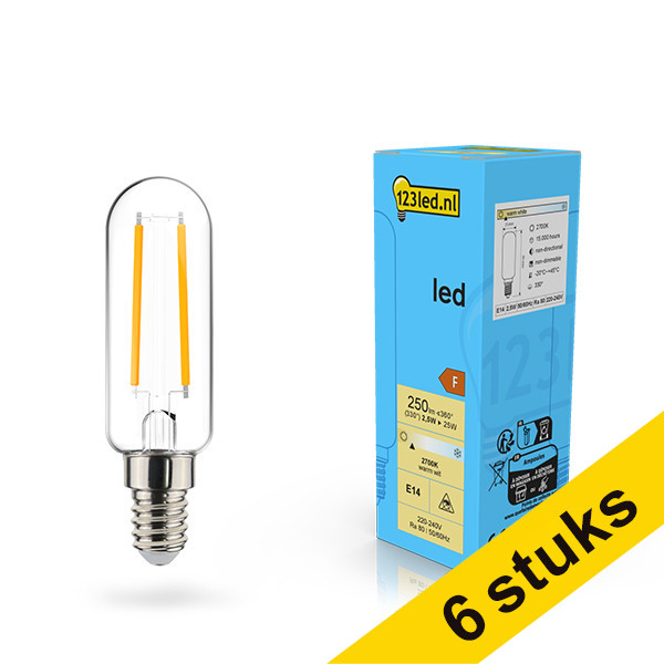 Pack: 6x 123tinta Tubo LED E14 filamento transparente de 2,5 W (25 W) LDR02125 - 1