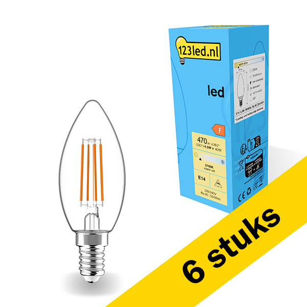 Pack: 6x 123tinta bombilla E14 filamento LED 2700 K de 4,5 W (40 W) LDR01883 - 1