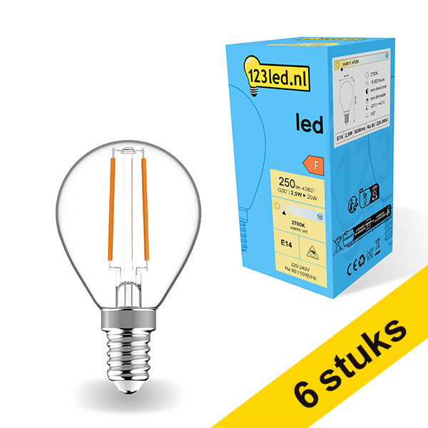 Pack: 6x 123tinta bombilla LED E14 filamento 2,5 W (25 W) LDR01885 - 1
