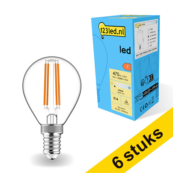 Pack: 6x 123tinta bombilla LED E14 filamento 4,5 W (40 W) LDR01887 - 1