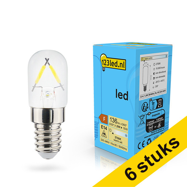 Pack: 6x 123tinta bombilla LED E14 filamento de 1.5 W (15W) LDR02121 - 1