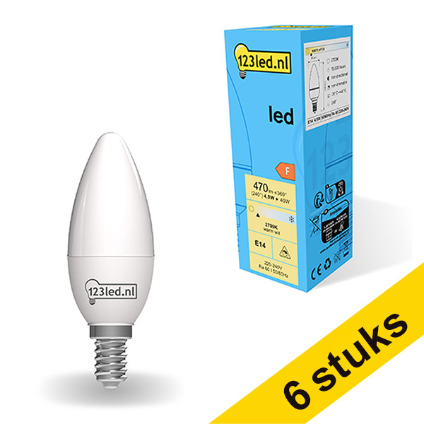 Pack: 6x 123tinta bombilla LED E14 luz cálida 2700K de 4,9W (40W) LDR01855 - 1
