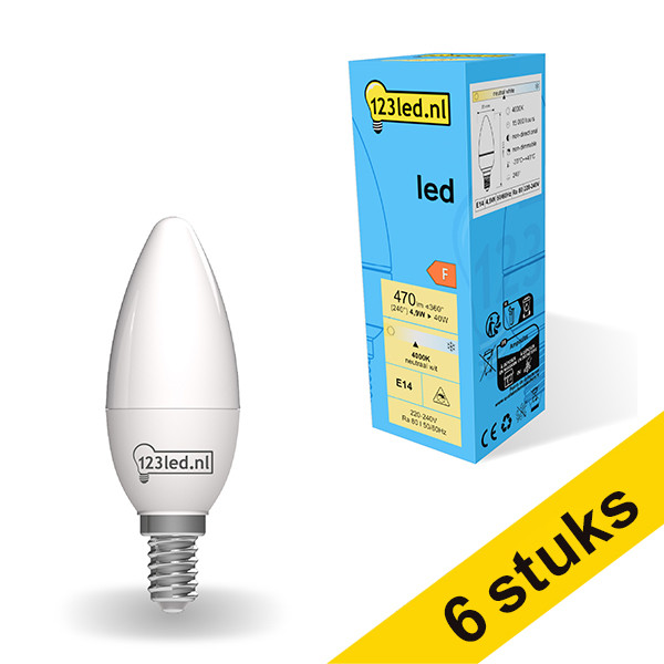 Pack: 6x 123tinta bombilla LED E14 mate 4000K de 4,9W (40W) LDR01857 - 1