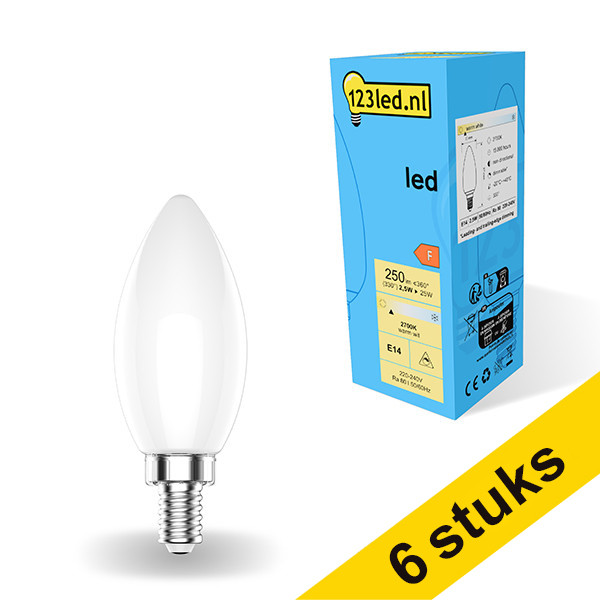 Pack: 6x 123tinta bombilla LED E14 mate regulable 2700K de 2,5W (25W) LDR01863 - 1