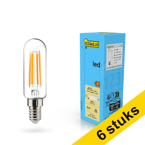 Pack: 6x 123tinta bombilla LED E14 tubo transparente (40 W) LDR02127 - 1