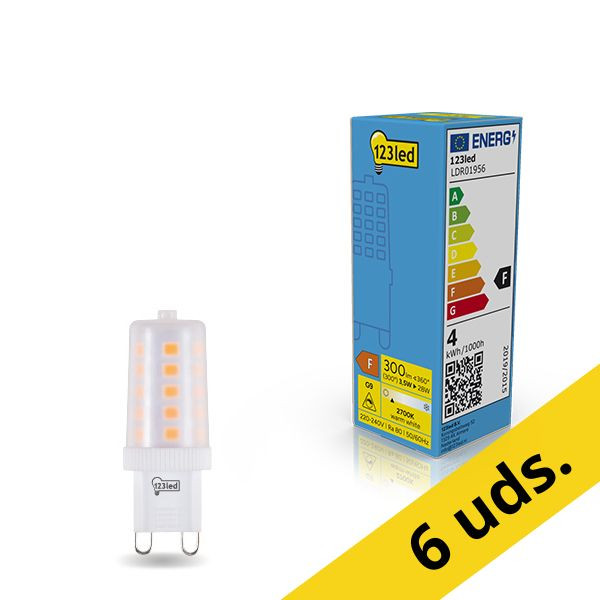 Pack: 6x 123tinta bombilla LED G9 mate regulable de 3.5 W (28 W) LDR01957 - 1