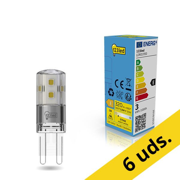 Pack: 6x 123tinta bombilla LED G9 transparente de luz cálida 2.6 W (30 W) LDR01951 - 1