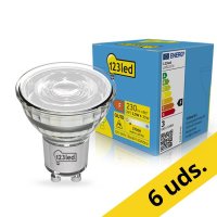 Pack: 6x 123tinta bombilla LED GU10 regulables 2700K de 3W (35W)