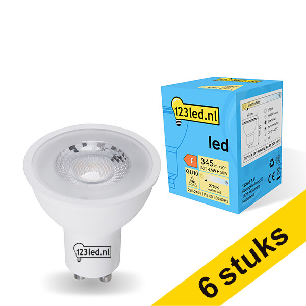 Pack: 6x 123tinta focos LED GU10 con pantalla de cristal 2700K de 4,5W (50W) LDR01725 - 1