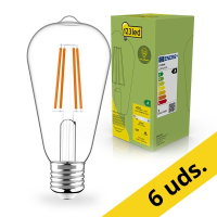 Pack: 6x Bombilla LED E27 | Edison ST64 | Ultraeficiente | Filamento | Transparente | 2700K | 2,2 W (40 W) - 123tinta