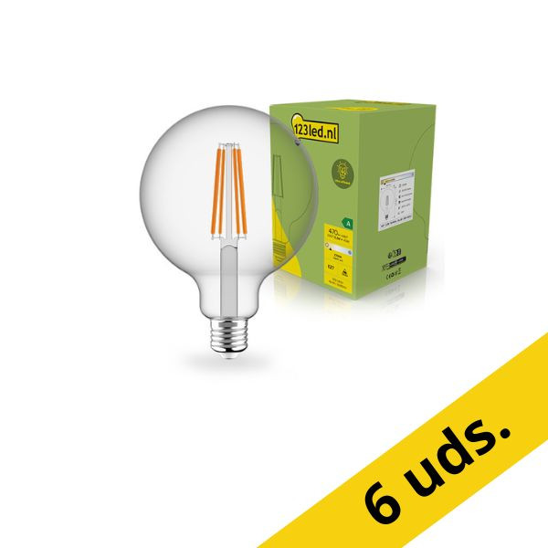 Pack: 6x Bombilla LED E27 | Globo G125 | Ultraeficiente | Filamento | Transparente | 2700K | 2,2 W (40 W) - 123tinta LDR02411 - 1
