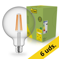 Pack: 6x Bombilla LED E27 | Globo G125 | Ultraeficiente | Filamento | Transparente | 2700K | 2,2 W (40 W) - 123tinta