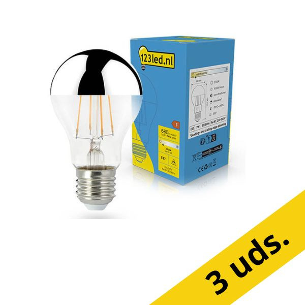 Pack: 6x Bombilla LED E27 | Pera A60 | Espejo | Plateada | 2700K | Regulable | 7W (60W) - 123tinta LDR02247 - 1