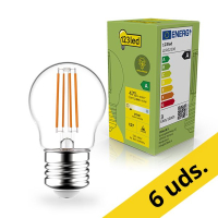 Pack: 6x Bombilla LED E27 Bola G45 Ultraeficiente Filamento Transparente 2700K 2,2 W (40 W) - 123tinta