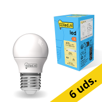 Pack: 6x Bombilla LED E27 redonda mate luz cálida (4.9W) - 123tinta