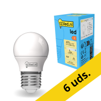 Pack: 6x Bombilla LED E27 redonda mate luz cálida (4.9W) - 123tinta