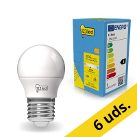 Pack: 6x Bombilla LED E27 redonda mate luz cálida (6.5W) - 123tinta