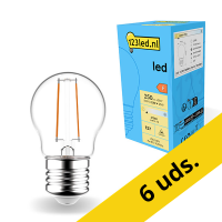 Pack: 6x Bombilla LED E27 redonda transparente luz cálida (2,5W) - 123tinta