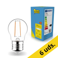 Pack: 6x Bombilla LED E27 redonda transparente luz cálida (2,5W) - 123tinta