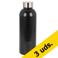 Pack: x3 Botella de acero inoxidable negra (500 ml)