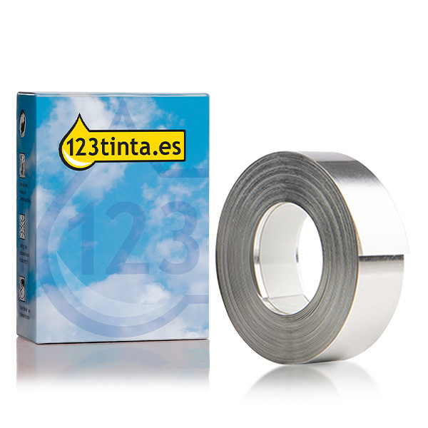 Pack 10x: Dymo S0720180 / 35800 Rhino cinta de aluminio autoadhesiva plateada 12 mm (marca 123tinta) 650790 - 1