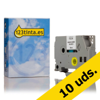 Pack 10x: Marca 123tinta reemplaza a Brother TZe-211 cinta negro sobre blanco 6 mm TZe211C 650780