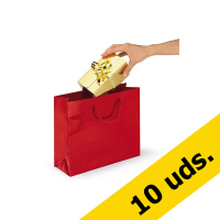 Pack 10x Bolsa de regalo papel charol (12 x 16 x 7 cm) - Roja