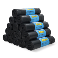 Pack 15x 123tinta Bolsa de basura con cierre de cordón negra 60 litros (15 unidades)