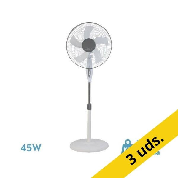 Pack 3 uds Belmonte Ventilador De Pie Blanco/gris 3 Velocidades 45w 5 Aspas Orientable 427605 - 1