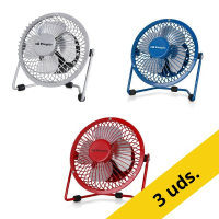 Pack 3 unidades Orbegozo PW Series Mini Ventilador USB (Rojo, Azul y Plata)