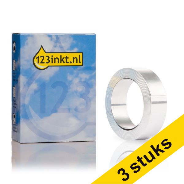 Pack 3x: Dymo S0720160 / 31000 Rhino cinta de aluminio no adhesiva plateada 12 mm (marca 123tinta)  089257 - 1