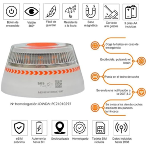 Pack 3x SOS FLASH Luz de emergencia V16 baliza homologada DGT con geolocalización 426864 - 2