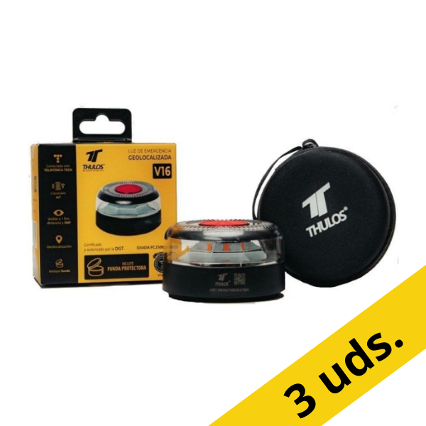 Pack 3x Thulos Luz de emergencia baliza V16 homologada DGT geolocalizable 426773 - 1