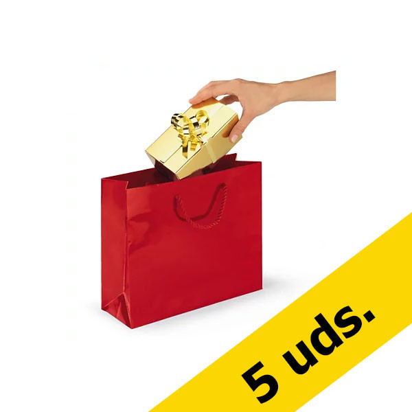 Pack 5x Bolsa de regalo papel charol (12 x 16 x 7 cm) - Roja  426306 - 1