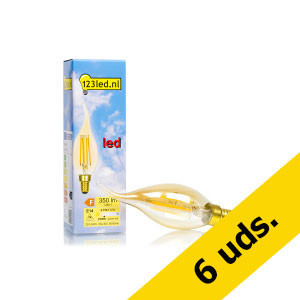 Pack 6x: Bombilla LED E14 C35 Luz Cálida Vela Decorativa Oro Regulable (4.1W) - 123tinta  LDR01661 - 1