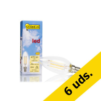 Pack 6x: Bombilla LED E14 C35 Luz Cálida Vela Filamento Regulable (4.2W) - 123tinta  LDR01607