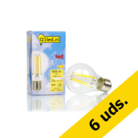 Pack 6x: Bombilla LED E27 Luz Cálida Pera Filamento Regulable (7.3W) - 123tinta  LDR01603