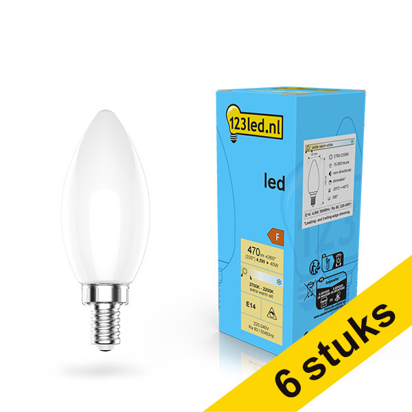 Pack Ahorro: 123tinta Bombilla LED E14 tipo vela mate regulable (4,5 w) LDR02081 - 1