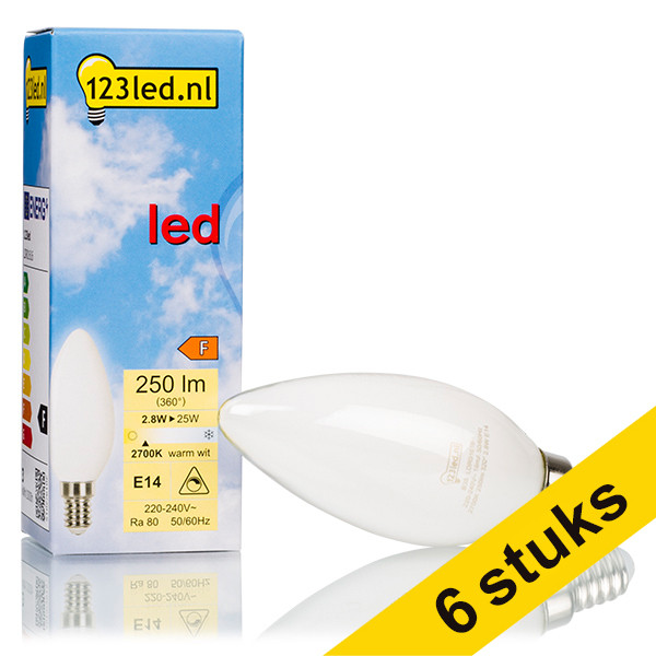 Pack Ahorro: 6x 123tinta Bombilla LED E14 filamento vela mate regulable luz cálida (2,8W) LDR01617 - 1
