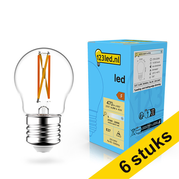 Pack Ahorro: 6x 123tinta Bombilla LED E27 bola filamento regulable (4.5W) LDR02079 - 1
