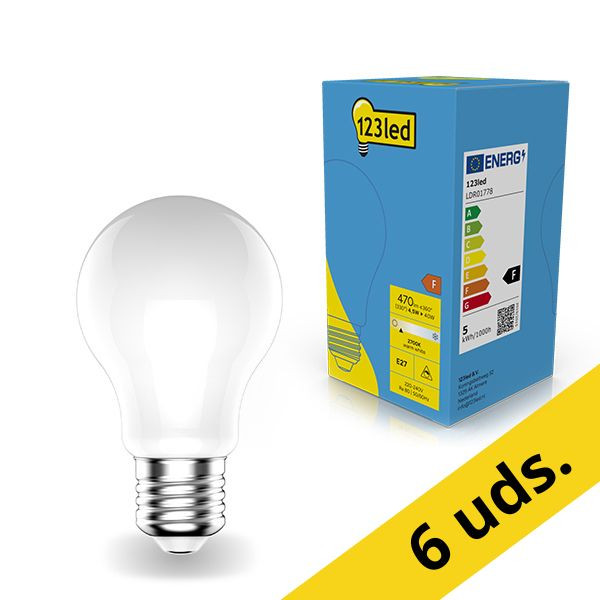 Pack Ahorro: 6x 123tinta Bombilla LED E27 pera mate regulable luz calida (4.5W) LDR01779 - 1