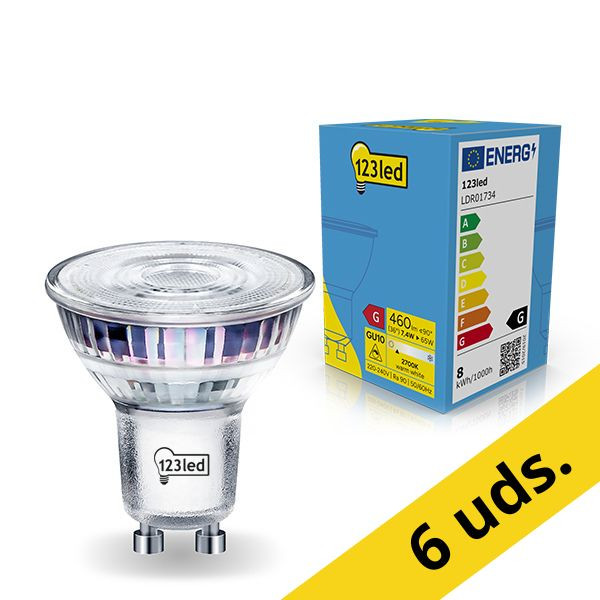 Pack Ahorro: 6x 123tinta Bombilla LED GU10 foco regulable luz cálida (7,4W) LDR01735 - 1