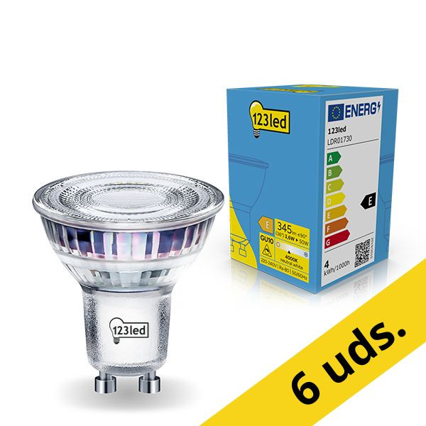 Pack Ahorro: 6x 123tinta Bombilla led GU10 regulable luz cálida (3.6W) LDR01731 - 1
