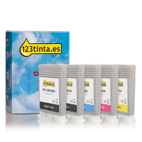 Pack Canon: PFI-030 MBK, BK, C, M, Y 2 negro + 3 colores (marca 123tinta)