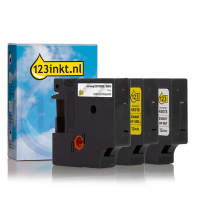 Pack Dymo D1 cinta múltiple de 12 mm (marca 123tinta) S0720500C S0720530C S0720580C 089225